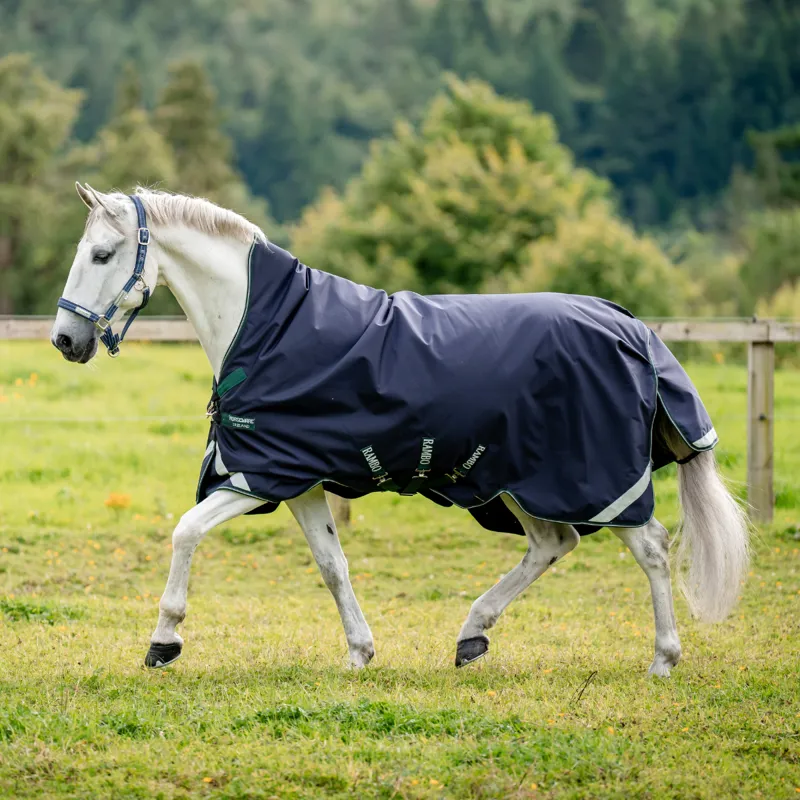 Horseware Rambo Wug Medium 200g Turnout Rug - Navy/Hunter Green/Silver-6