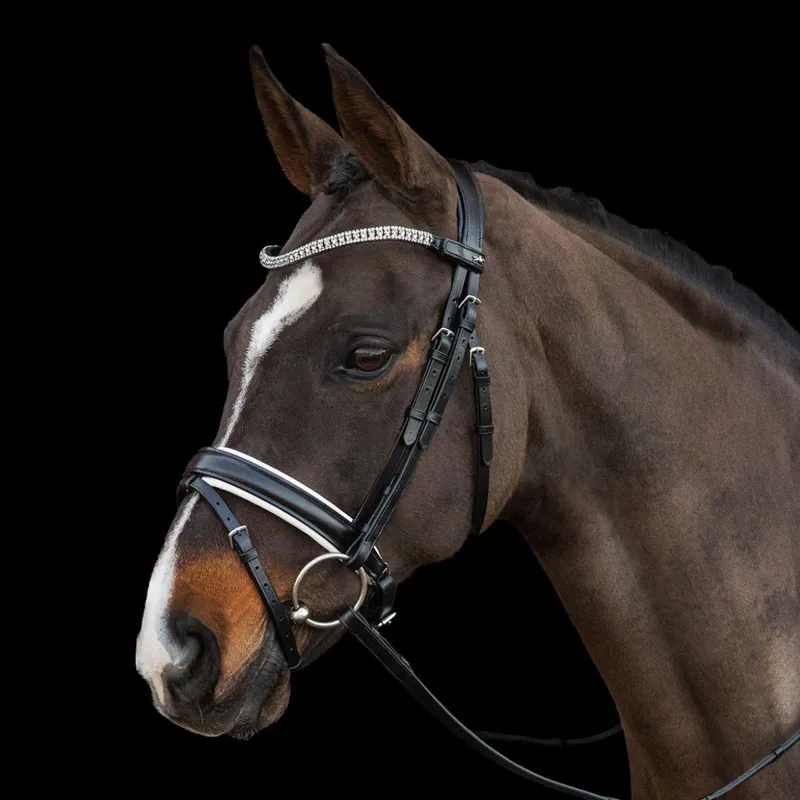 Schockemohle Malaga Bridle - Black/White/Silver-2