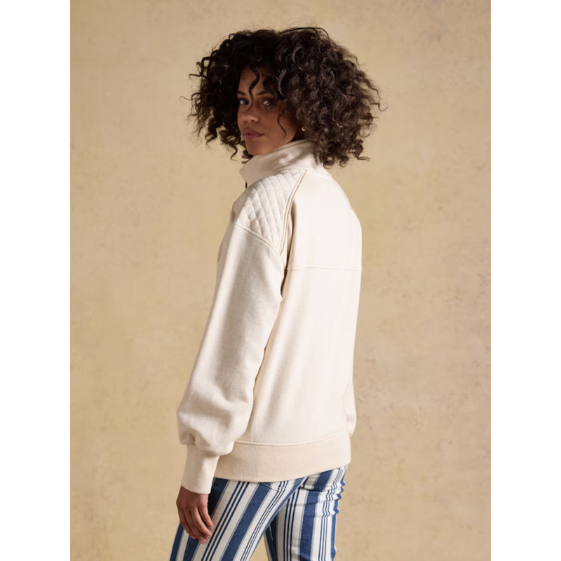 Joules Ladies Racquet Embroidered Quarter Zip Sweatshirt - Oatmeal-2