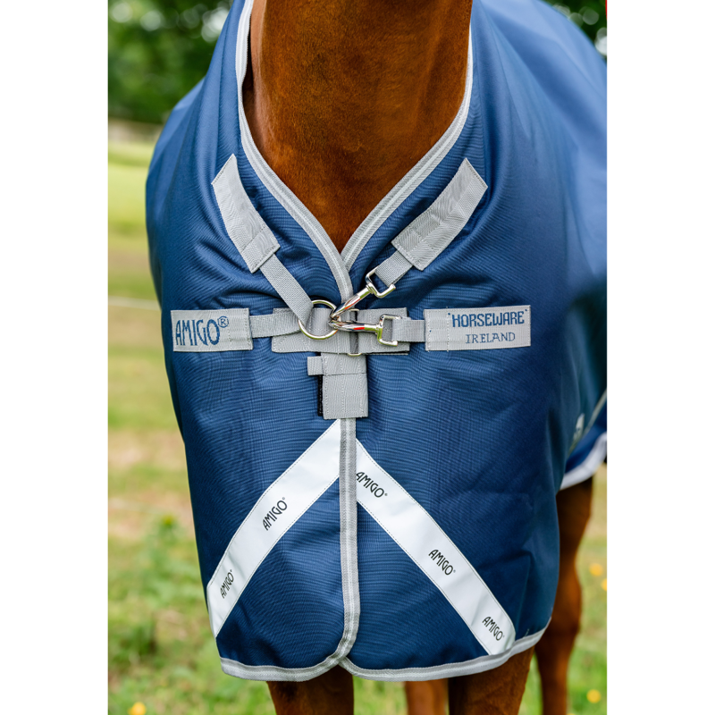 Horseware Amigo Bravo 12 Plus Bundle Turnout Rug - 50g Outer with 100g and 200g Liner - Navy/Titanium Grey Silver-5