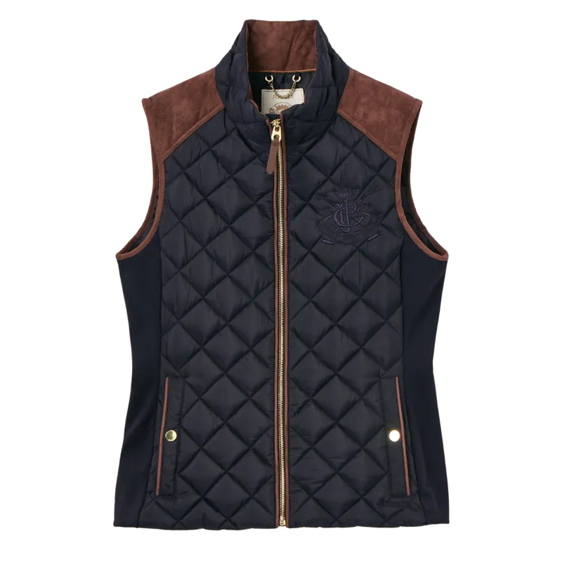 Joules Ladies Braemar Luxe Showerproof Diamond Quilted Gilet - Navy