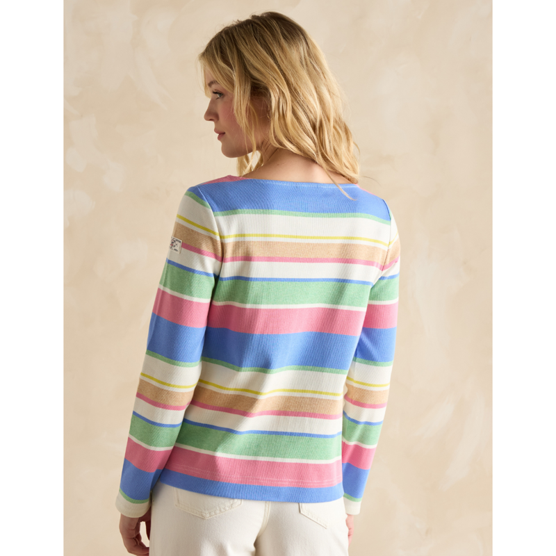 Joules Ladies Harbour Boat Neck Printed Top - Multi Stripe-2