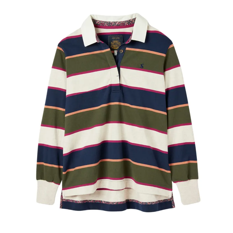 Joules Ladies Sammie Heavyweight Cotton Rugby Shirt - Multi Stripe