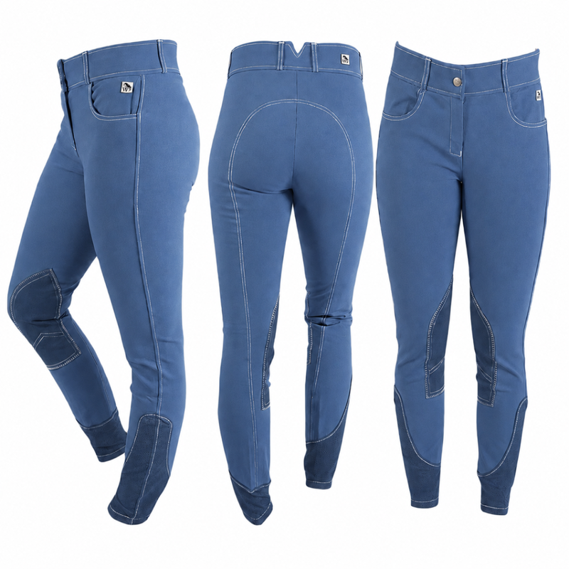 John Whitaker Lvy Ladies Self Seat Breeches - Royal Blue-3