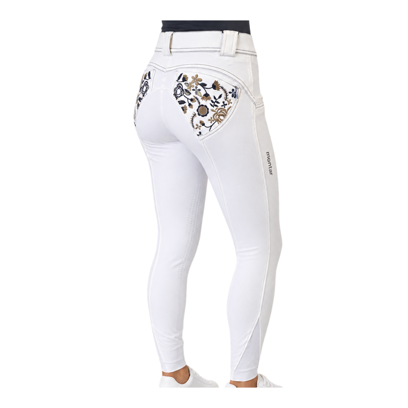 Montar Alina Ladies Silicone Knee Patch Breeches - White
