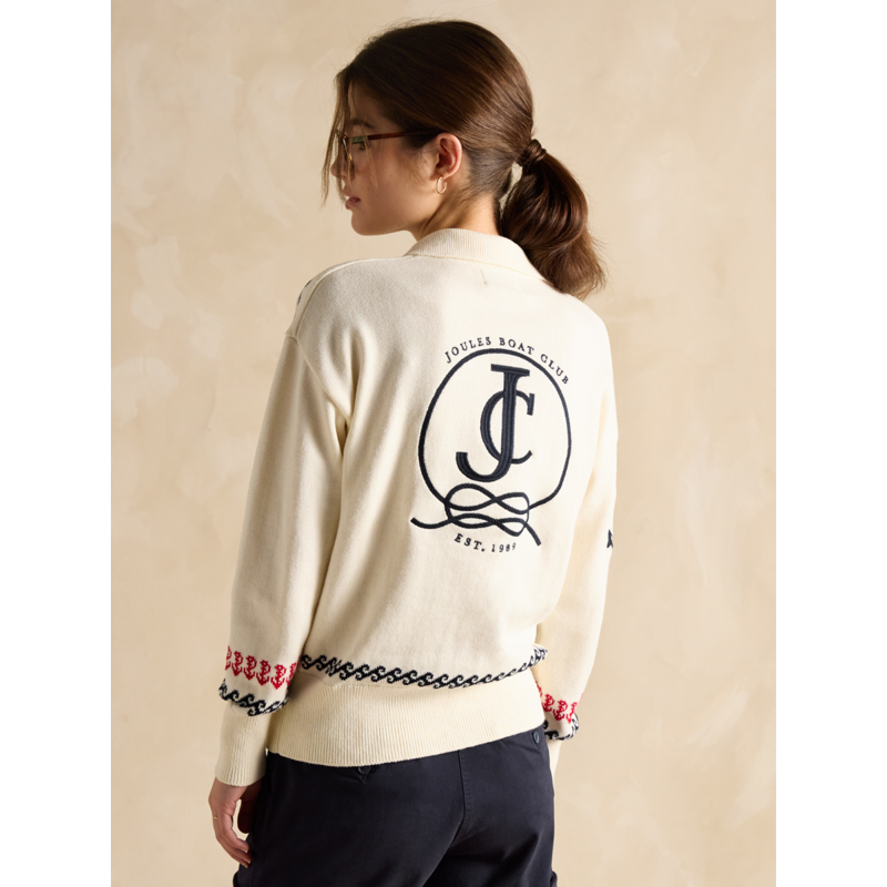 Joules Ladies Sail Away Embroidered Knitted Jumper - Cream-2