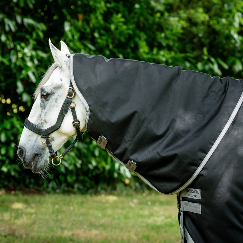 Horseware Amigo Bravo 12  0g Light Original Rug Hood  - Black/Titanium Grey Silver-1