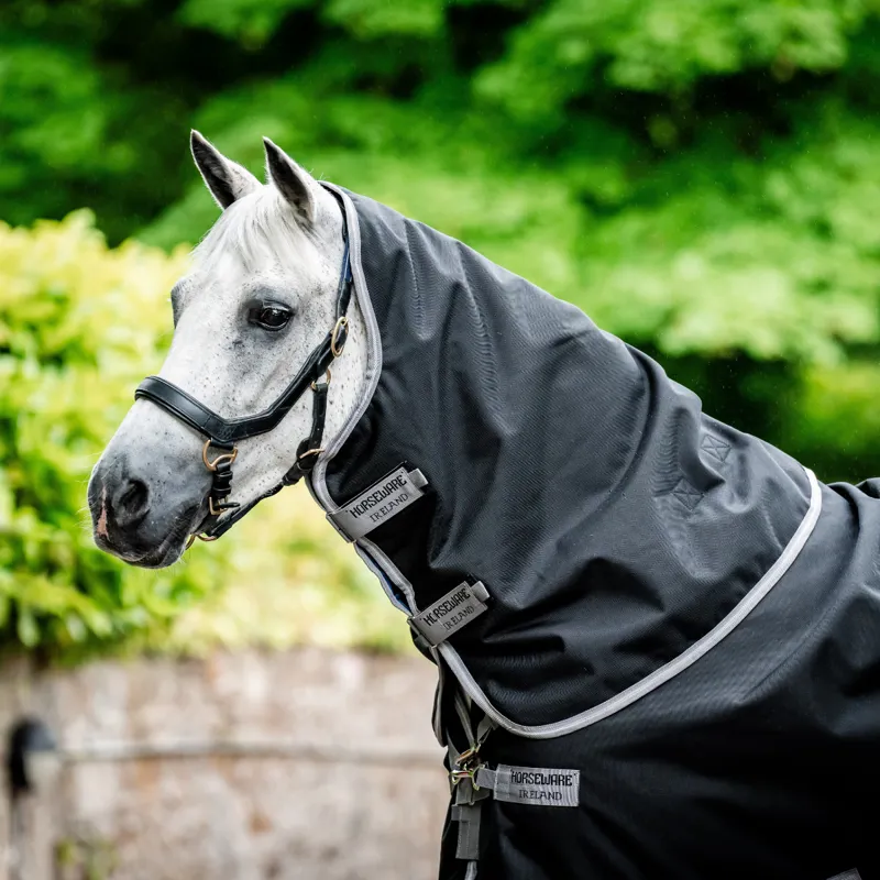 Horseware Amigo Bravo 12  0g Light Original Rug Hood  - Black/Titanium Grey Silver