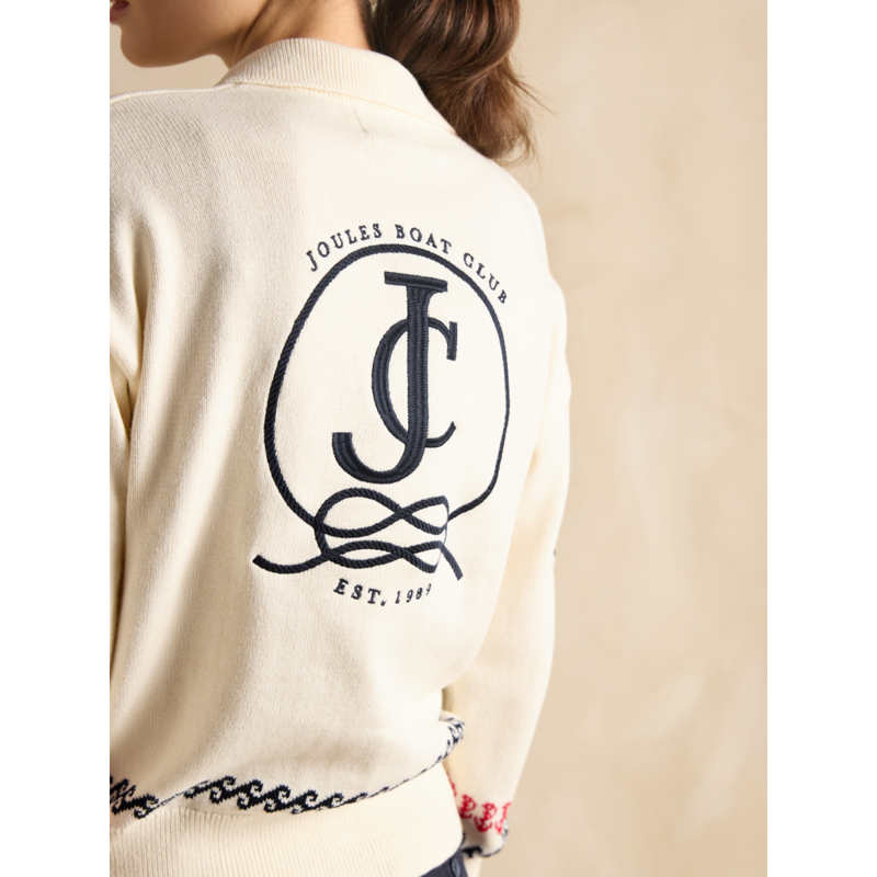Joules Ladies Sail Away Embroidered Knitted Jumper - Cream-4