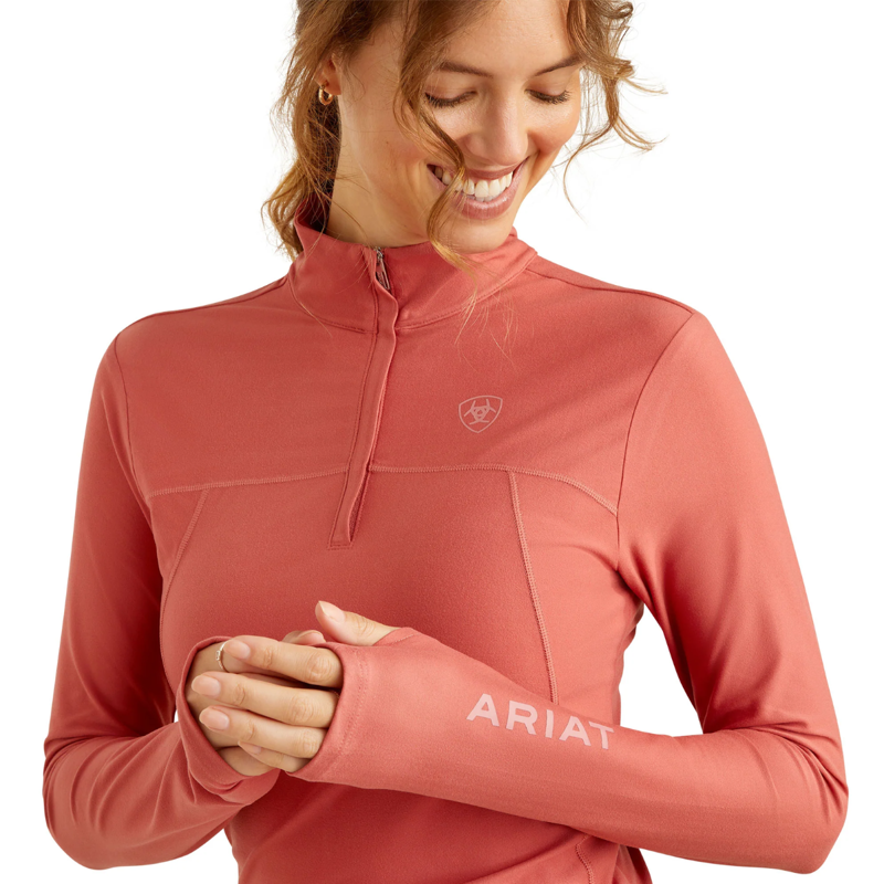 Ariat Women's Lowell 3.0 1/4 Zip Base Layer - Dusty Cedar-2