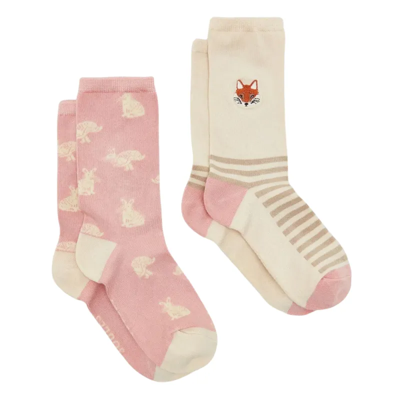 Joules Ladies Everyday 2 Pack Socks - Cream Fox