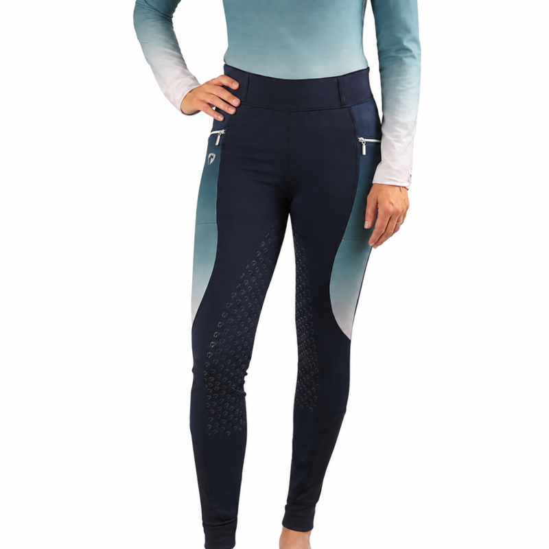 Hy Equestrian Elevate Riding Tights - Navy/Olive Green