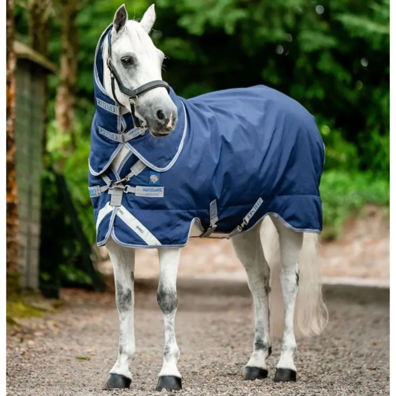 Horseware Rhino Plus Pony 250g Medium Turnout Rug - Navy/Titanium Grey Classic Blue