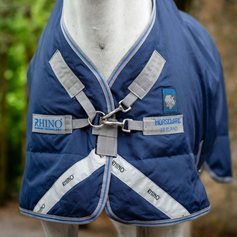Horseware Rhino Plus Pony 250g Medium Turnout Rug - Navy/Titanium Grey Classic Blue-1