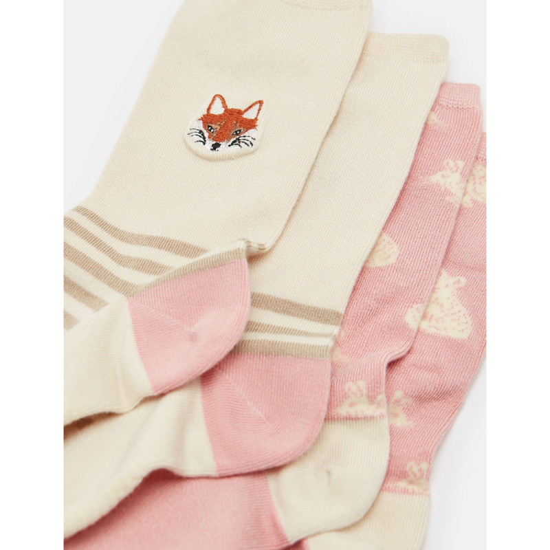 Joules Ladies Everyday 2 Pack Socks - Cream Fox-1