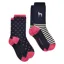 Joules Ladies Everyday 2 Pack Socks - Navy Dog