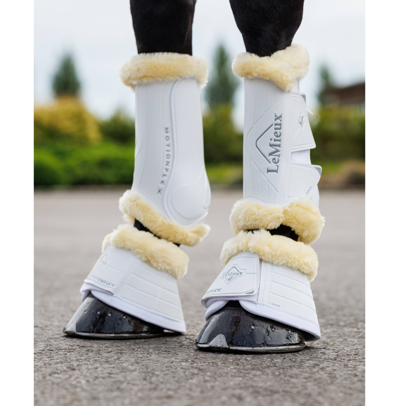 LeMieux Motionflex Over Reach Boot with Fur Edge - White-1