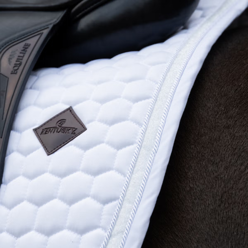 Kentucky Glitter Band Dressage Saddlepad - White/White-3
