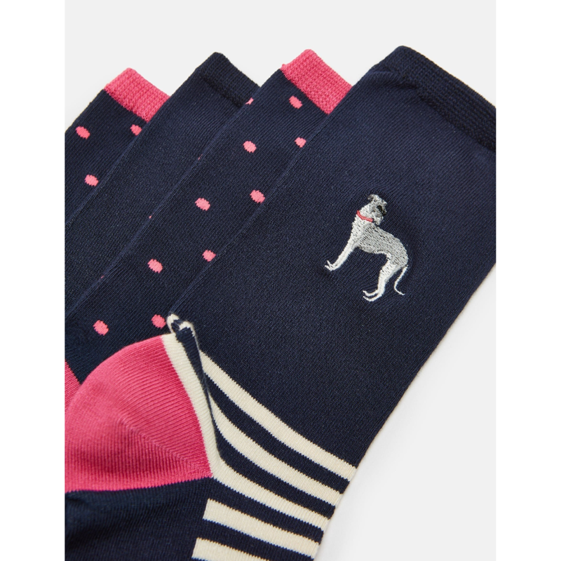 Joules Ladies Everyday 2 Pack Socks - Navy Dog-1
