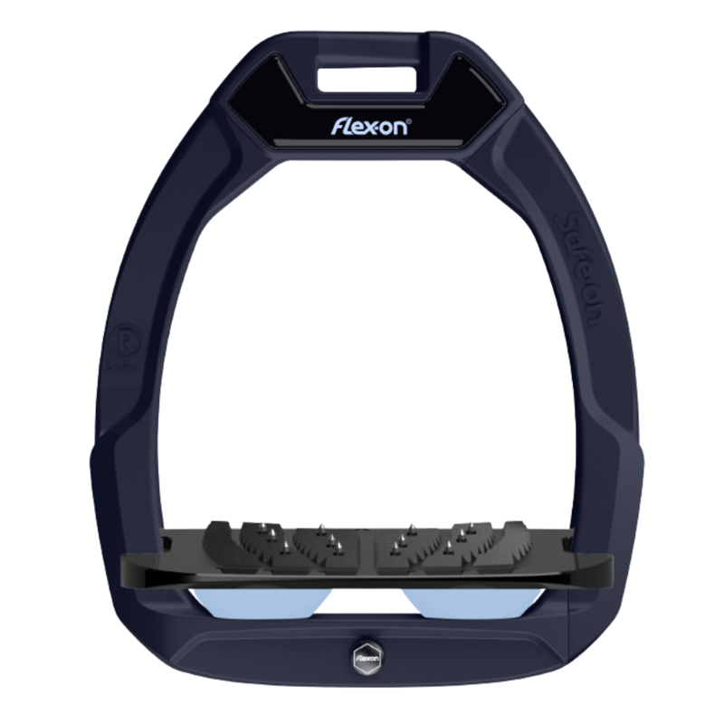 Flex-On Safe-On Inclined Ultra-Grip Stirrups - Navy Blue/Black/Glacier Blue