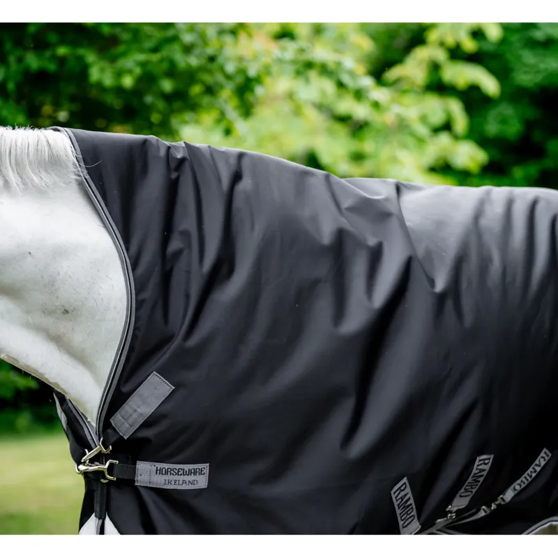 Horseware Rambo Wug Lite 0g Turnout Rug - Black/Thunderstorm Grey/Silver-1