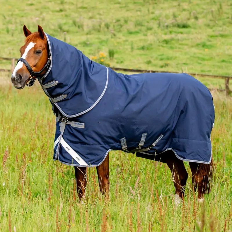 Horseware Rhino Plus 0g Light Turnout Rug - Navy/Titanium Grey Classic Blue