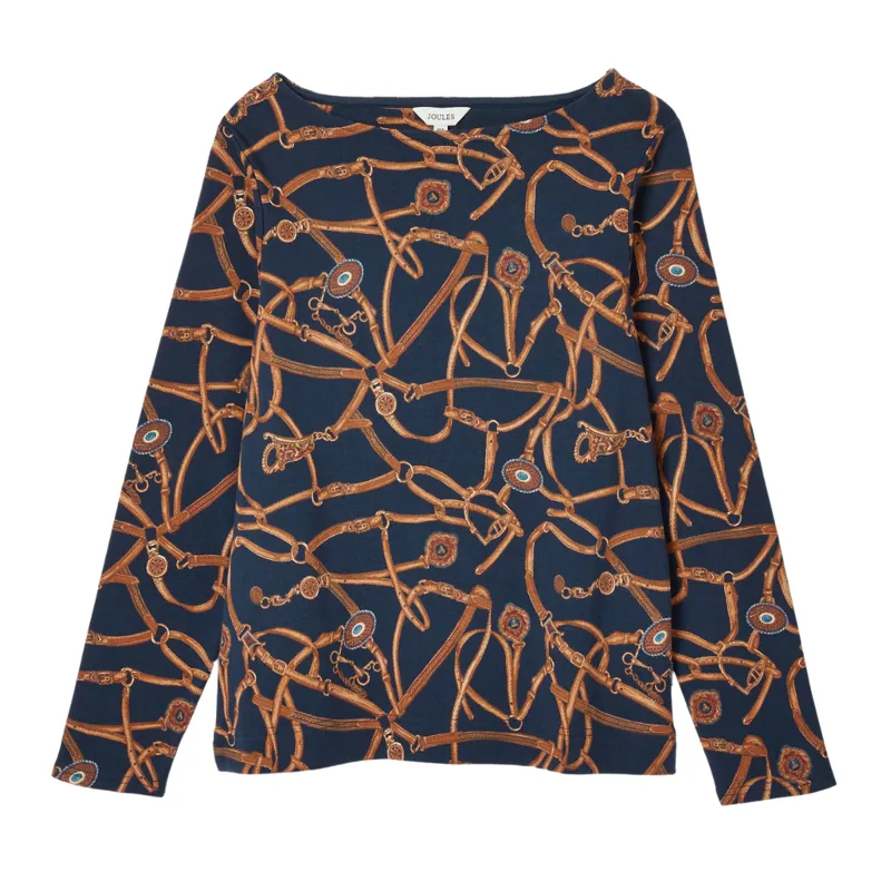 Joules Ladies Harbour Boat Neck Printed Top - Navy Bridle