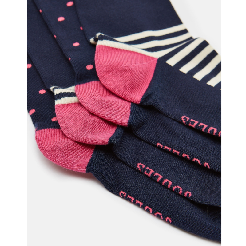 Joules Ladies Everyday 2 Pack Socks - Navy Dog-2