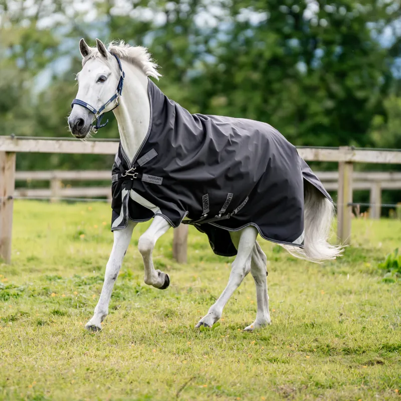 Horseware Rambo Wug Medium 200g Turnout Rug - Black/Thunderstorm Grey/Silver-5