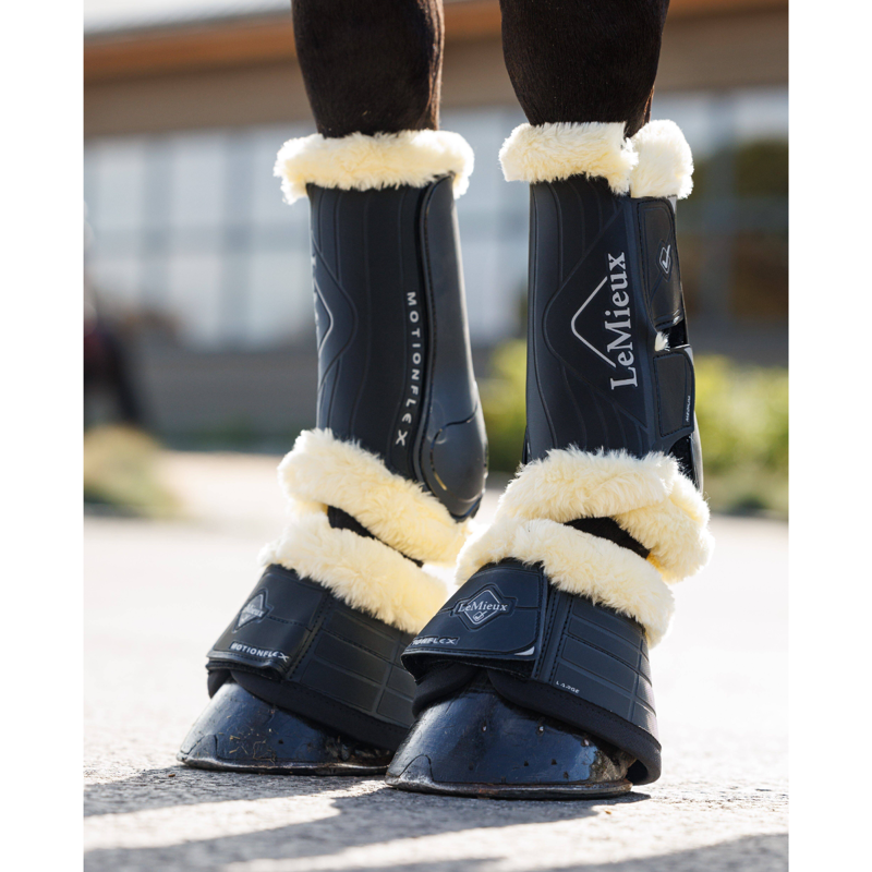 LeMieux Motionflex Over Reach Boot with Fur Edge - Black-1