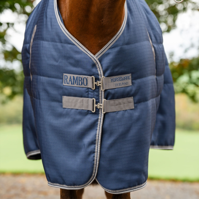 Horseware Rambo 200g Stable Rug - Navy/Thunderstorm Grey/Silver-2