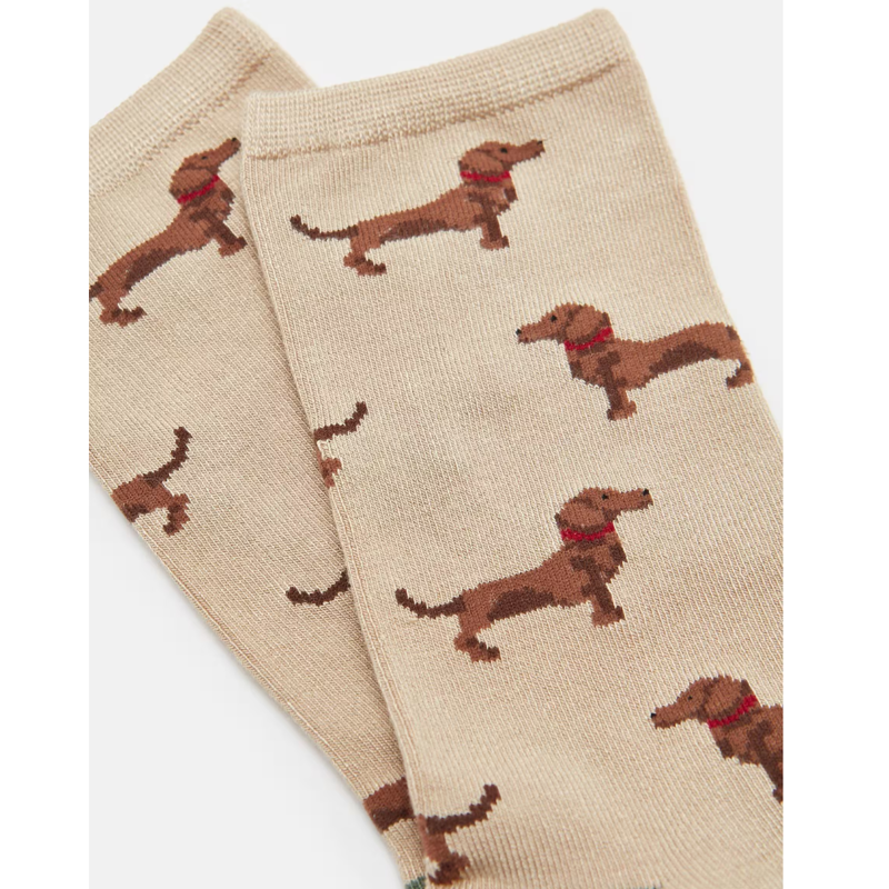 Joules Ladies Everyday 2 Pack Socks - Green Dog-2