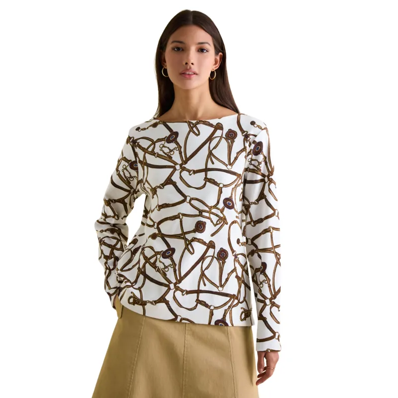 Joules Ladies New Harbour Print Breton Top - Bridle