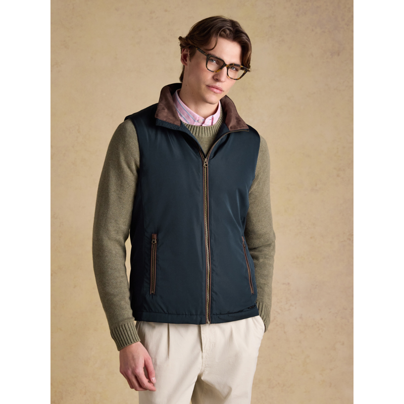 Joules Men's Farnham Padded Fleece Lined Gilet - Navy-1