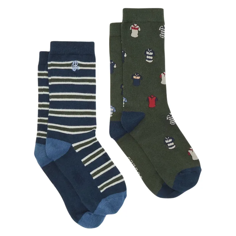 Joules Men's Kingsbury 2 Pack Socks - Green Polo