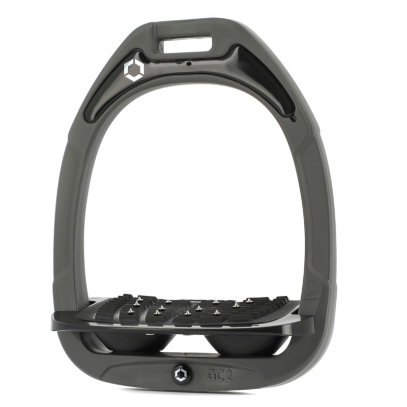 Flex-On Green Composite Stirrups - Inclined Grip - Dark Grey/Black/Black