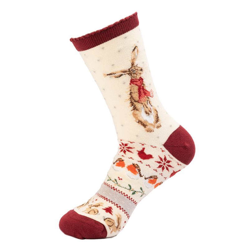 Wrendale Designs Women's 'Winter Hare' Christmas Socks-1
