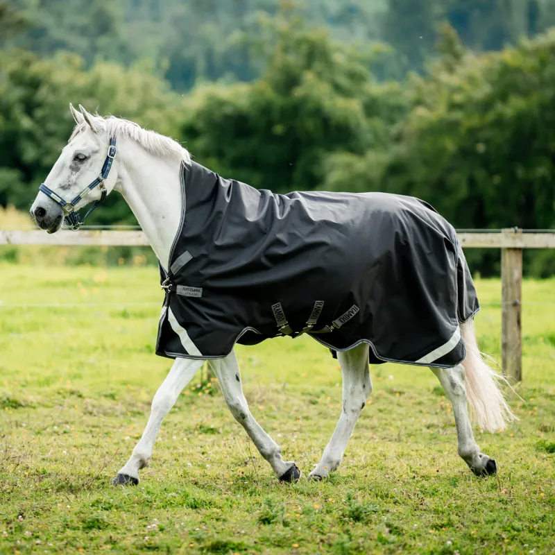Horseware Rambo Wug Medium 200g Turnout Rug - Black/Thunderstorm Grey/Silver-3