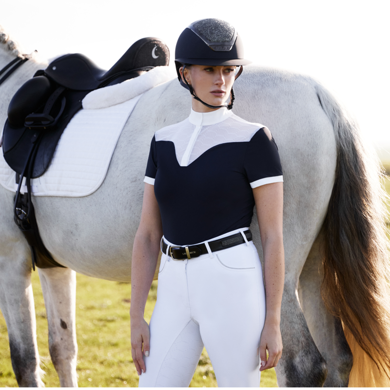 LeMieux Ladies Emily Short Sleeve Show Shirt - Navy-4