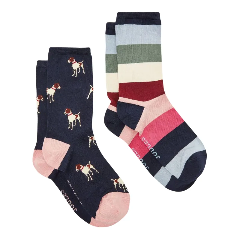 Joules Ladies Everyday 2 Pack Socks - Navy Patch