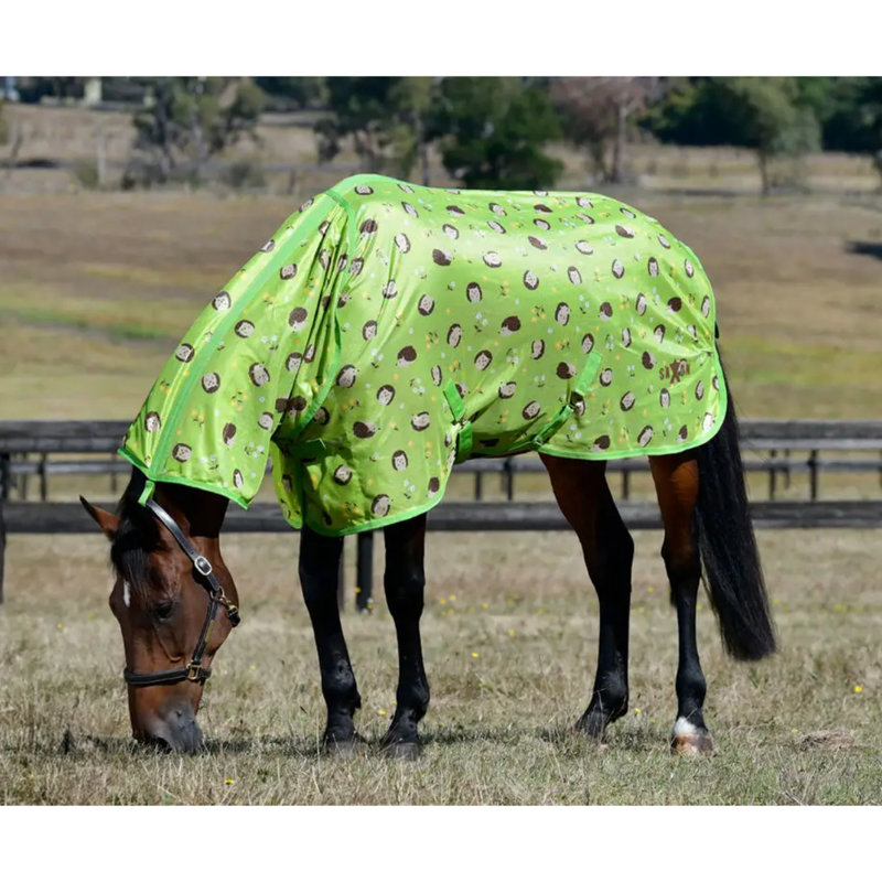 Saxon Mesh Combo Fly Rug - Hedgehogs and Flowers Print-1
