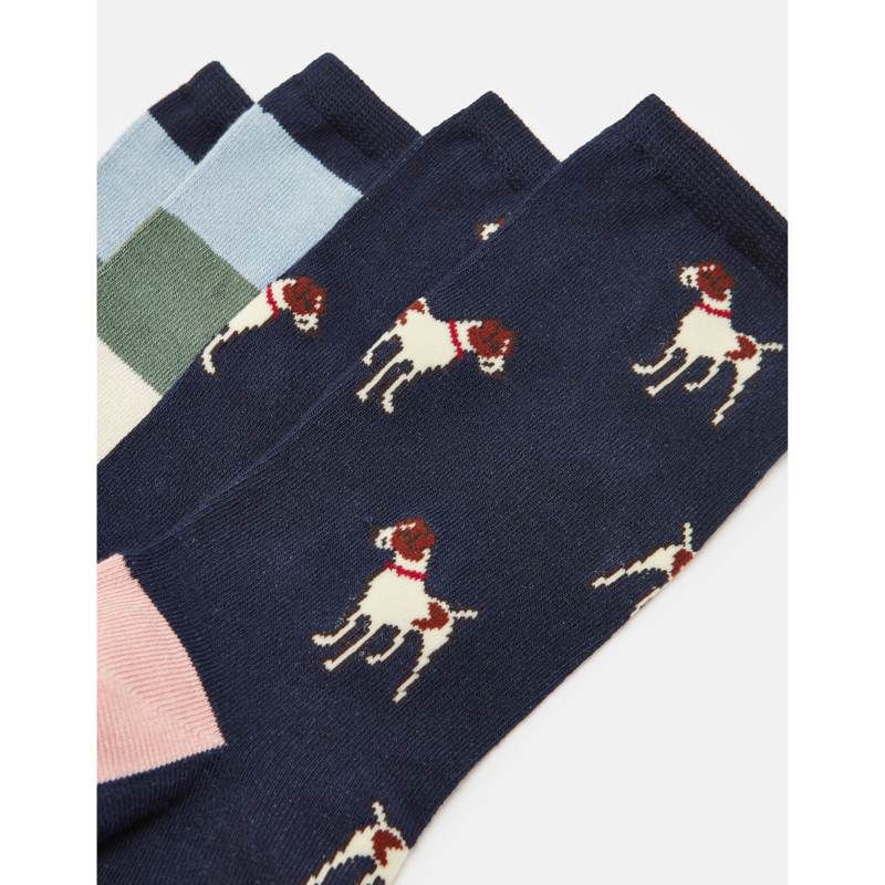 Joules Ladies Everyday 2 Pack Socks - Navy Patch-2