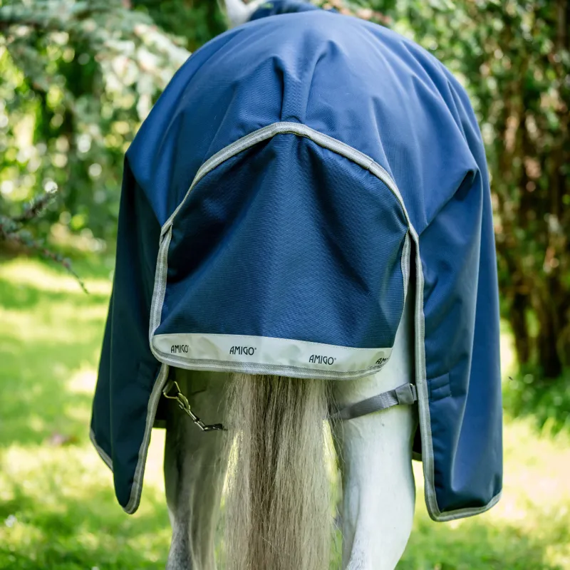 Horseware Amigo Bravo 12 Original Medium 250g Turnout Rug - Navy/Titanium Grey Silver-3