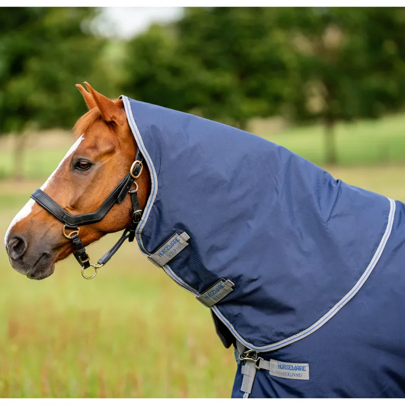 Horseware Rhino 0g Light Turnout Rug Hood  - Navy/Titanium Grey/Classic Blue