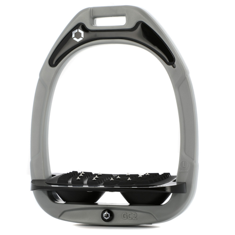 Flex-On Green Composite Stirrups - Incline Ultra Grip - Grey/Black/Black