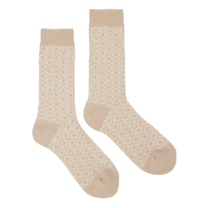 Joules Ladies Toasty Soft Geometric Socks - Oat