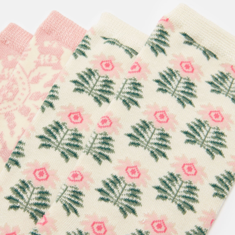 Joules Ladies Everyday 2 Pack Socks - Pink-2