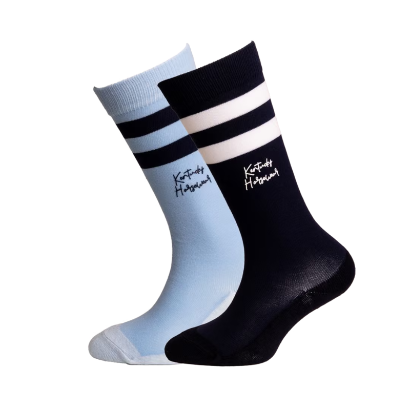 Kentucky Kids Striped Socks 2 Pack - Navy/Light Blue