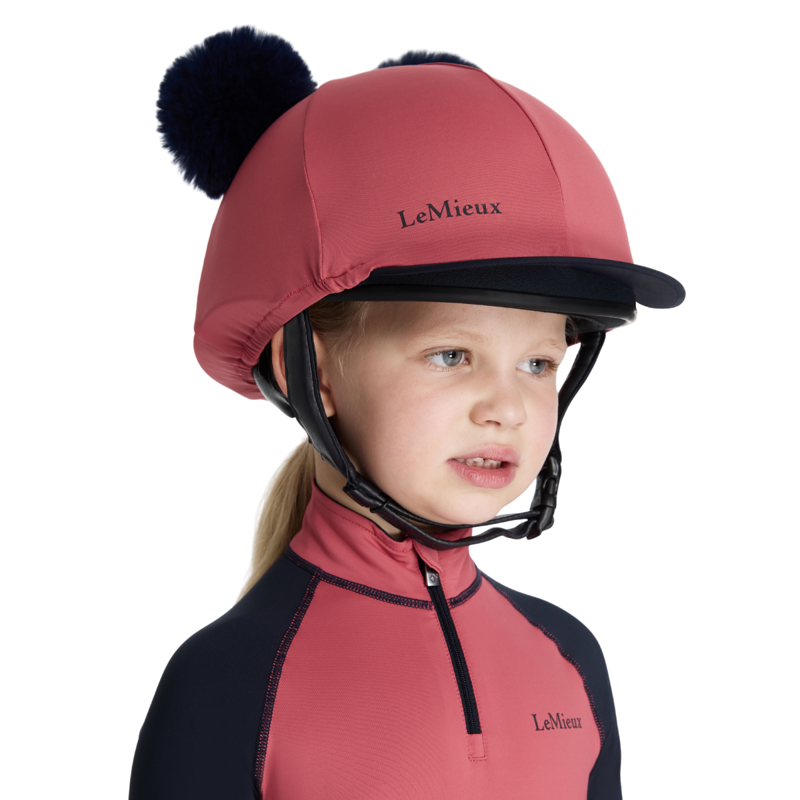 LeMieux Mini Double Pom Hat Silk - Cranberry-2