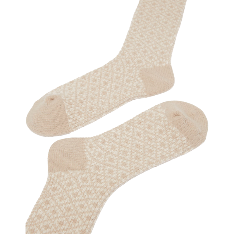 Joules Ladies Toasty Soft Geometric Socks - Oat-1